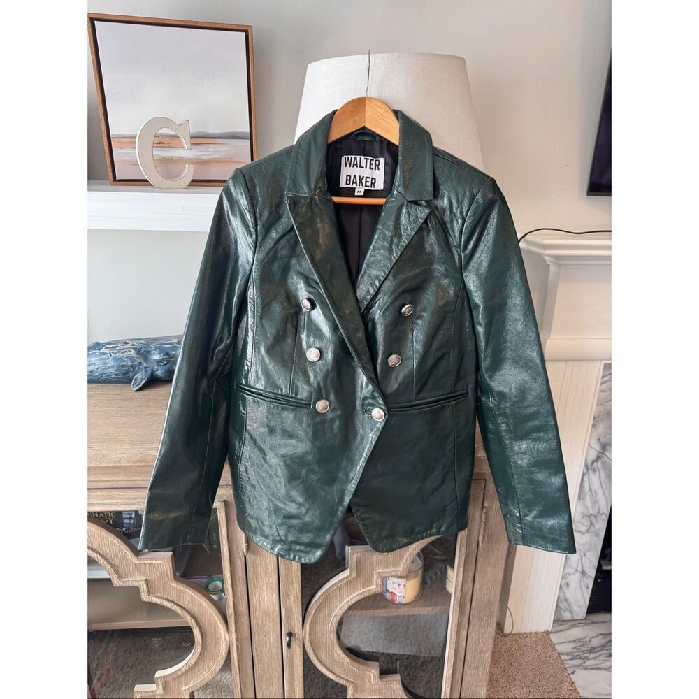 Walter Baker‎ Marley Leather Blazer in Green Size Medium